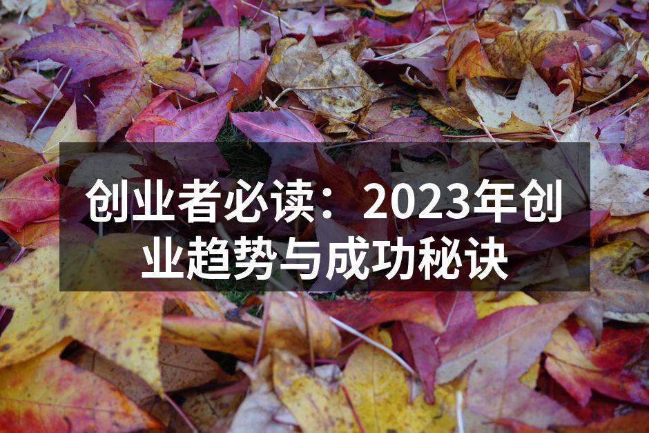 创业者必读：2023年创业趋势与成功秘诀